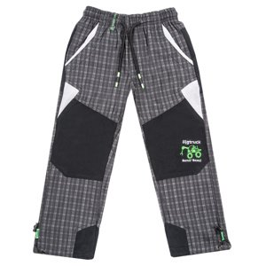 Chlapecké outdoorové kalhoty - GRACE B-84264, šedozelená/ zelená aplikace Barva: Šedá - zelená aplikace, Velikost: 110